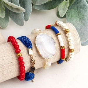 NWOT Red White & Blue Stack Bracelet